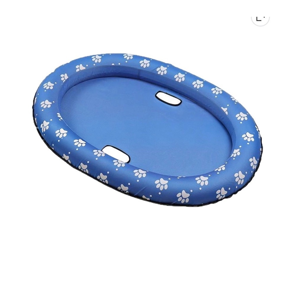 Large Inflatable Dog Pool Float Blue Paw Print Raft for Big Dogs up to 120 lbs